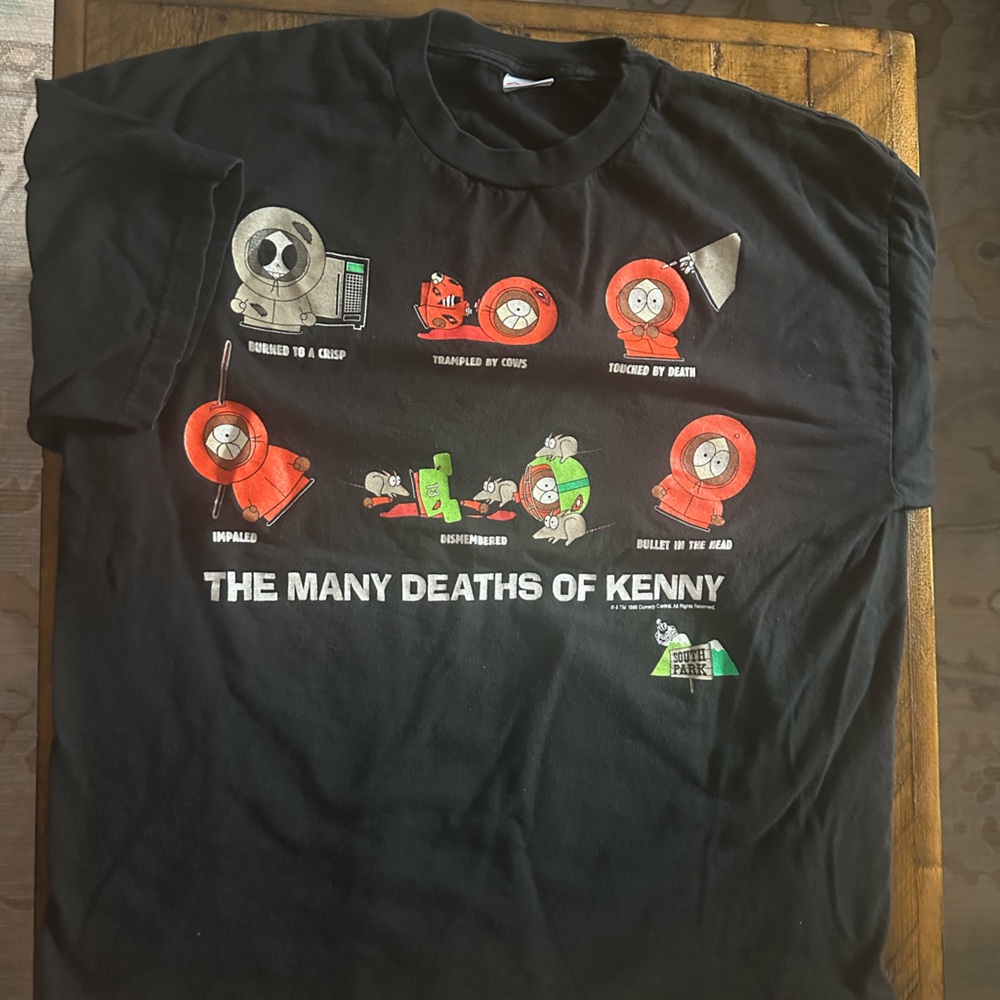 Vintage 1998 South Park the many deaths of Kenny. Size men’s XL.